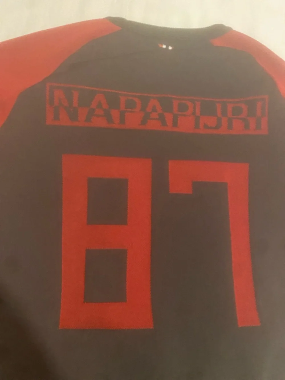 Napapijri Black Crewneck Sweatshirt with Red Raglan Sleeves - Picture 4 of 4